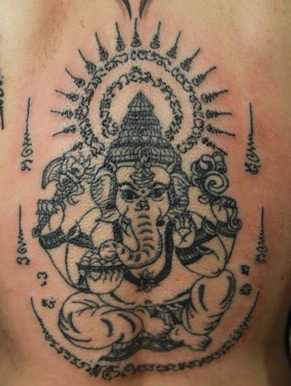 Ganesh Yantra — traditional Thai Sak Yant tattoo in Thailand